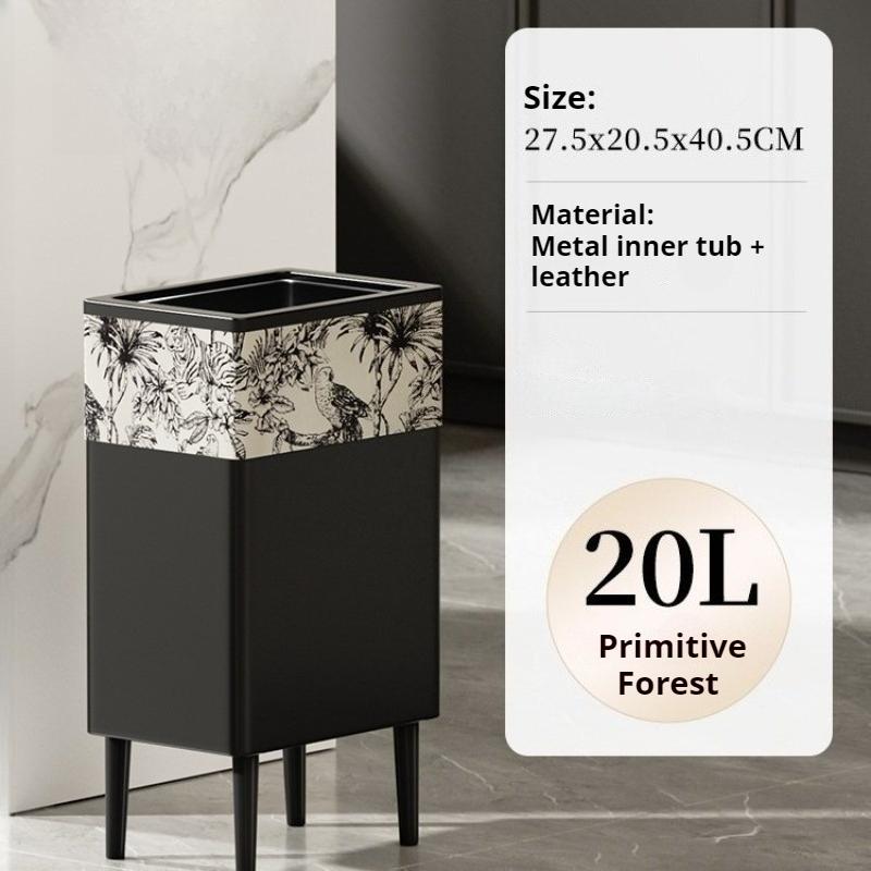 Stainless Steel Waste Bins Bathroom High-footed Trash Can Living Room Large Capacity Garbage Can Kitchen Food Dispose Litter Bin
