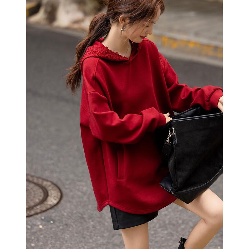 Demana Women's Warm Lace Patchwork Hooded Sweatshirt