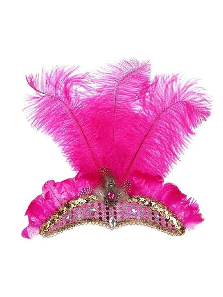 Barevný péřový ozdobný čelenka Brazilský karneval Dekorativní čelenka pro showgirl Scénické vystoupení Vlasové doplňky Karnevalové události