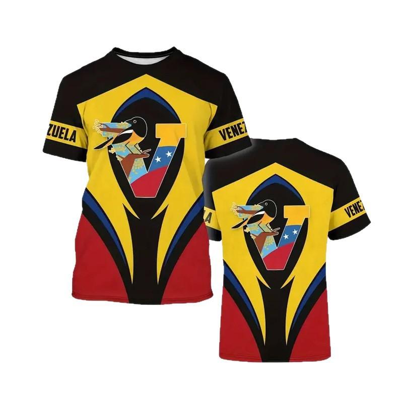 Patriotic Venezuela Flag Print Short Sleeve T-Shirt