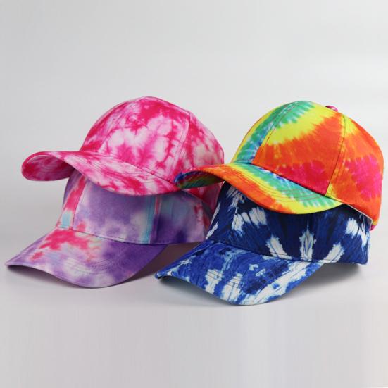 

Peaked Cap Adjustable Ultra-Light Non-Fading Wear Resistant Match Freely Decorative Cotton Unisex Tie-Dye Sunshade Cap UV Protection Hat for Outdoor