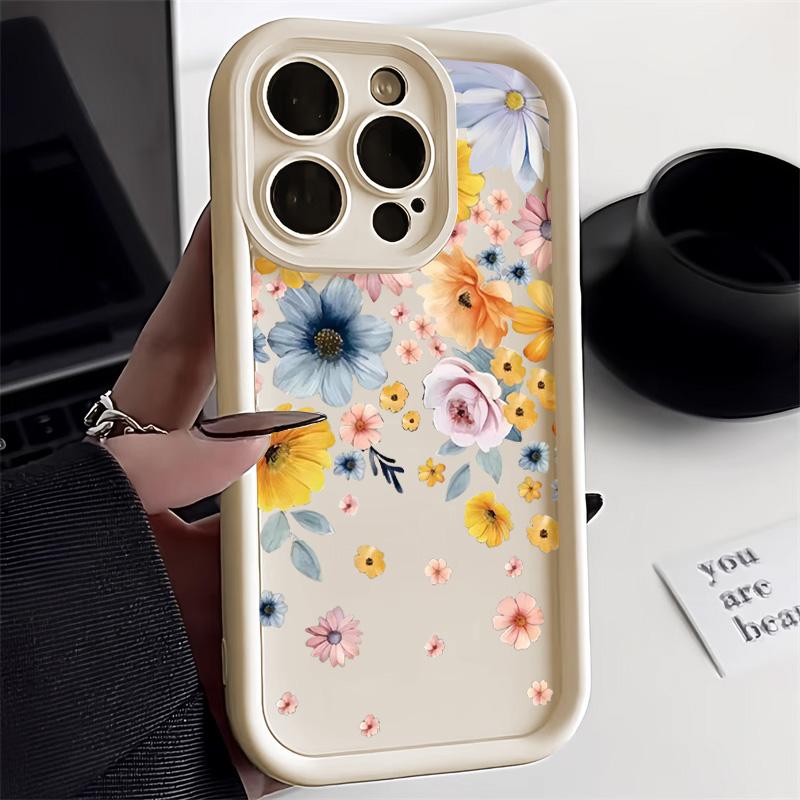 Flower Phone Case For iPhone 12 Funda iPhone 11 13 14 15 Pro Max 7 8 Plus XS X XR SE  13promax Liquid Silicon Carcasa Covers