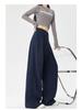 2025 Women's American Style High Waist Velvet Wide-Leg Sweatpants for Autumn/Winter