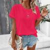 Frühling/Sommer 2025 Damen Plus Size Knopf Kurzarm T-Shirt - Europäischer/Amerikanischer Stil, Einfarbige Mode