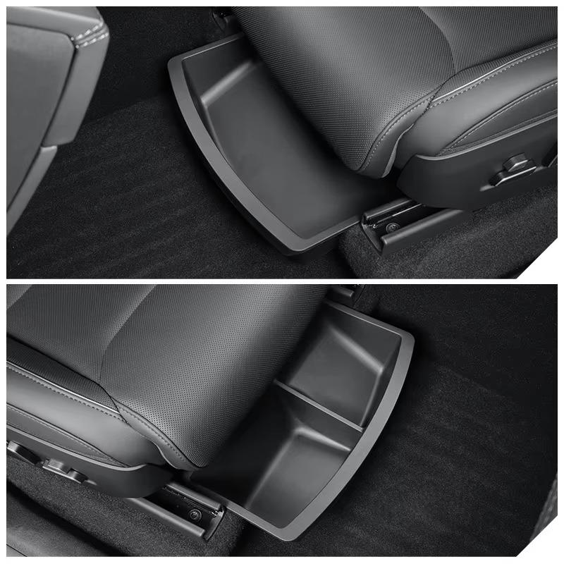 Under Seat Storage Box For Tesla 2026 Model YL 6-Seat TPE Drawer Front Rear Seat Lower Organizer Tray Car Interior Accessories