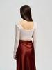 European & American Street Fashion Mesh Lace Slim Square Collar Long-Sleeved Top for Women