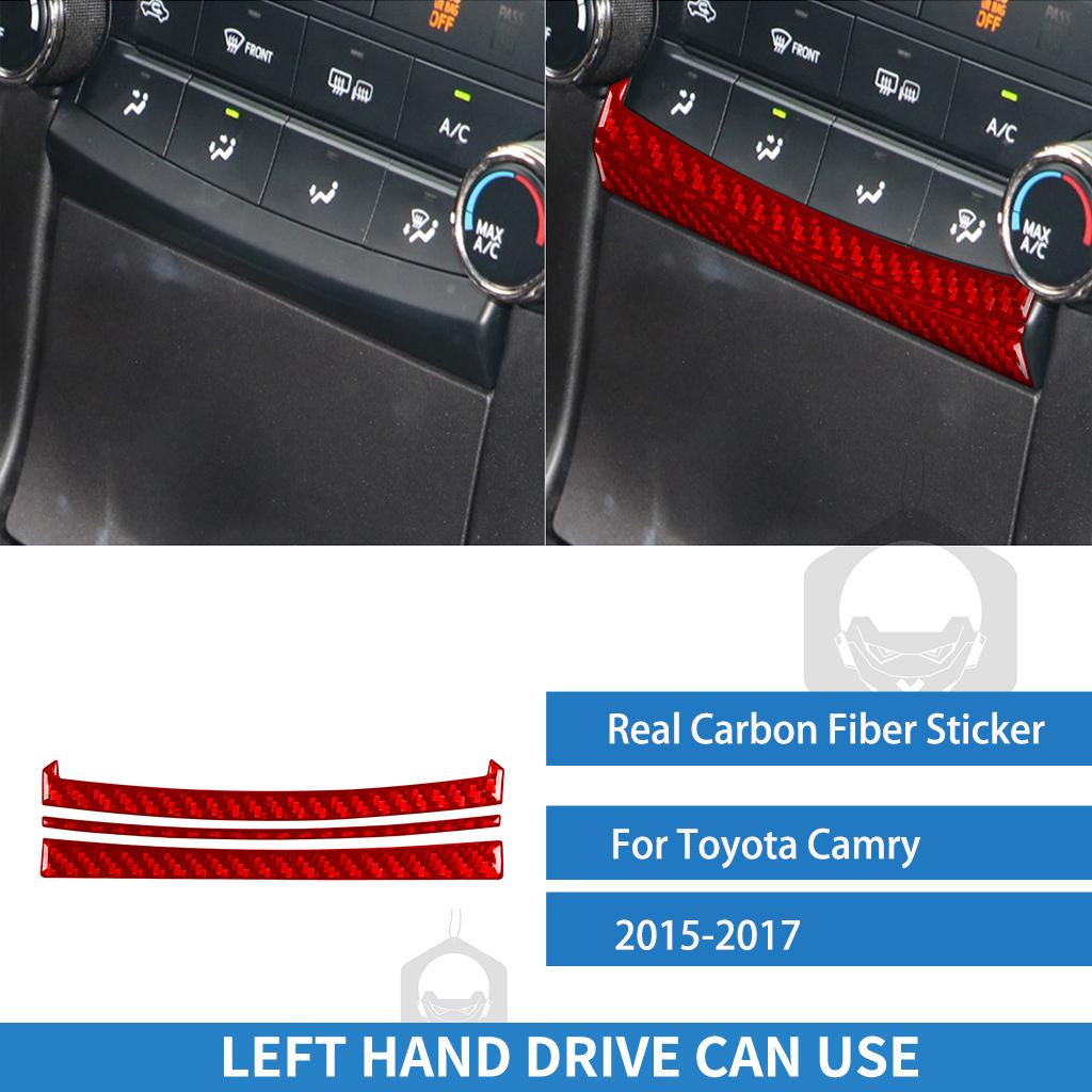 For Toyota Camry 2015 2016 2017 Dashboard AC Control Panel Trim Strip Cover Real Carbon Fiber Stickers Car Interior Accessories