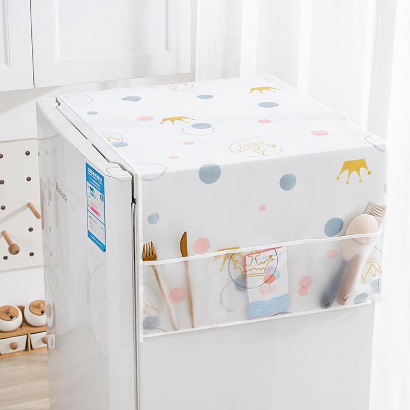 Versatile Dust Cover With Storage Pockets - Waterproof, Fresh Design For Refrigerators, Washing Machines & Tables - Home Organization Accessory