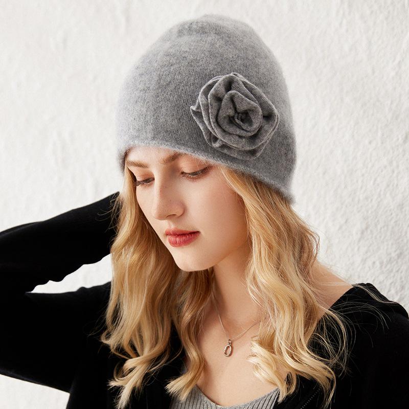 Women s 100% Pure Cashmere Cable Knit Hat - Solid Color, Warm for Autumn/Winter One Size светло-серый