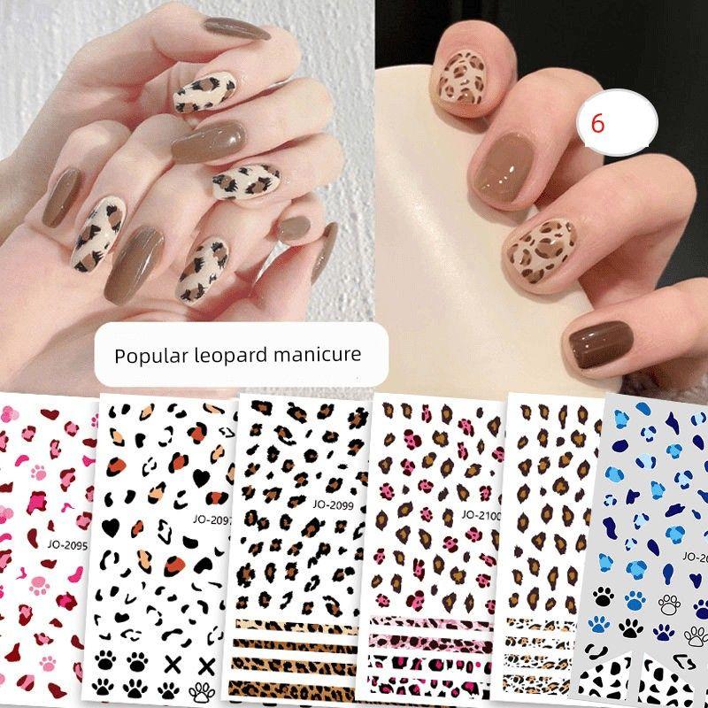 

Internet Famous Leopard Print Nail Art Stickers Fashion Wind Nail Ornament Autumn Winter Retro Trendy Ins Sweet Cool Nail Decals Leopard print sticker set of 6