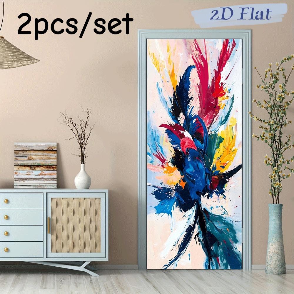 

2pcs Abstract Art Feather Wall Stickers Modern Simple Home Decoration Stickers Self Adhesive Waterproof Removable Living Room Be (as the picture,38.5x200cmx2)