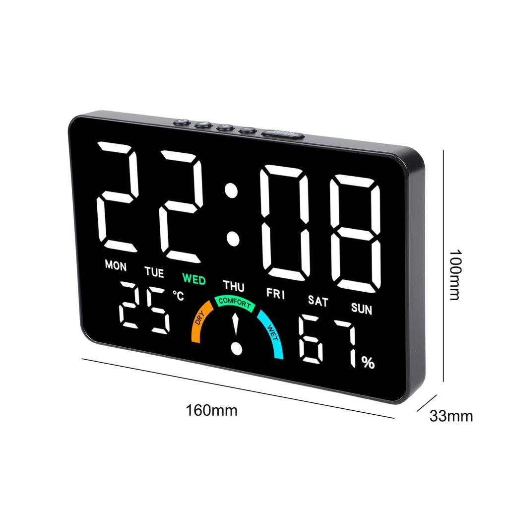 Temperature Humidity LED Electronic Clock with Large Screen for Wall or Table