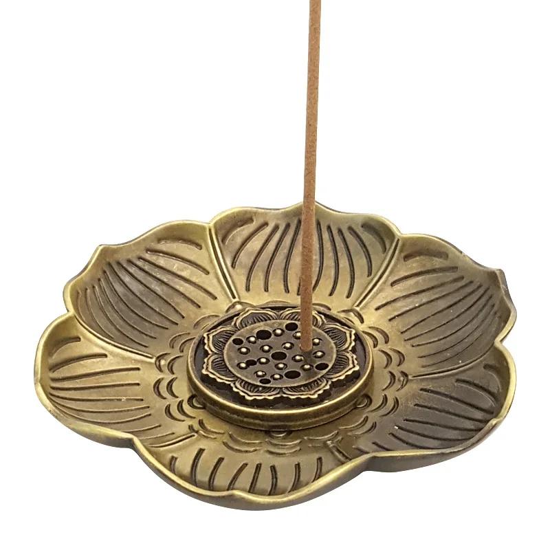 1pc Portable Alloy Lotus Incense Holder, 9-Hole Meditation Stick Stand, Zen Home Decor (Without Incense)
