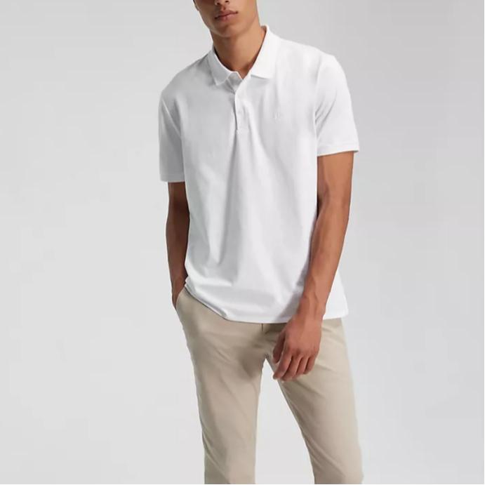 Calvin Klein Solid Color Simple Comfortable Short Sleeve Polo Shirt Men tops White 40HP281-540