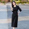 2025 Spring/Summer Women's Elegant Double-Breasted Two-Piece Mid-Length Dress JX2512