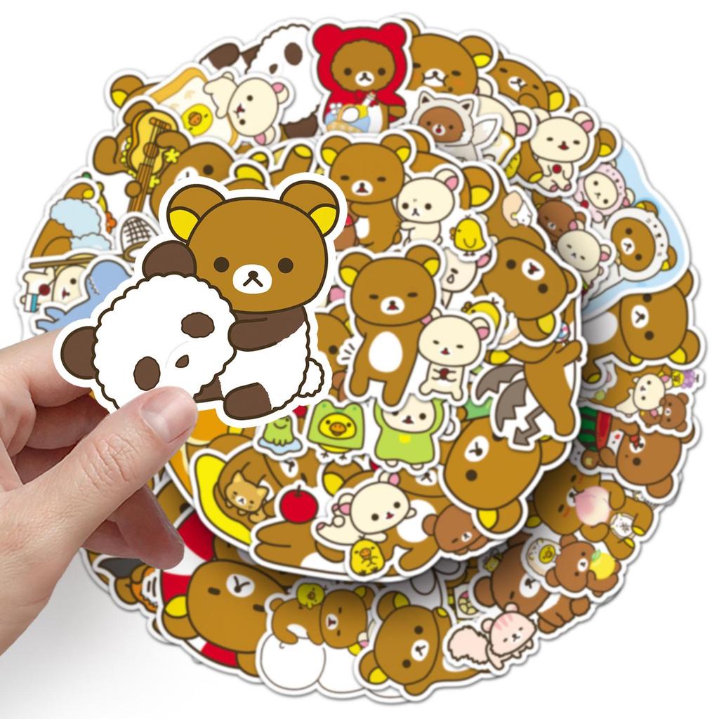 50 Blatt Rilakkuma Cartoon Aufkleber: Süße Dekoration für Handyhüllen, Trinkbecher und Computer