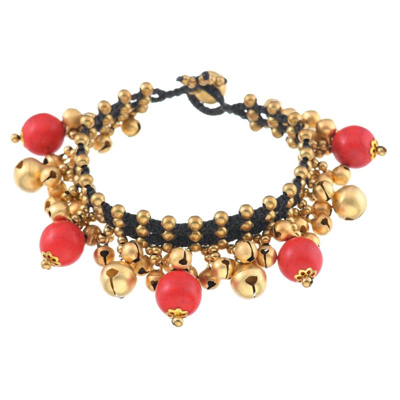 Bohemian Woven Bell Bracelet Niche Retro Personalized Vacation Wind Hand Rope Exotic Accessories Women
