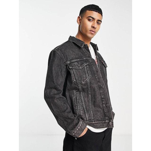 

Черная выбеленная куртка Levi s Denim Trucker с карманами