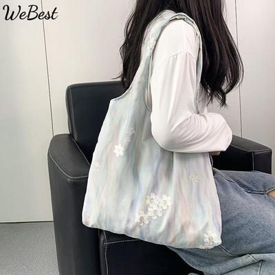 Embroidery Literary Ink Painting Small Fresh Canvas Bag