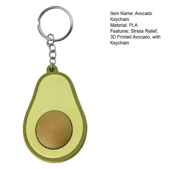 3D Tištěná Klíčenka s Avocado Clickerem Tlačítko na Dekompresi Klíčenka Fidget Hračka pro Pracovníky Doma i v Kanceláři Úzkost Úleva od Stresu Stolní Hračka