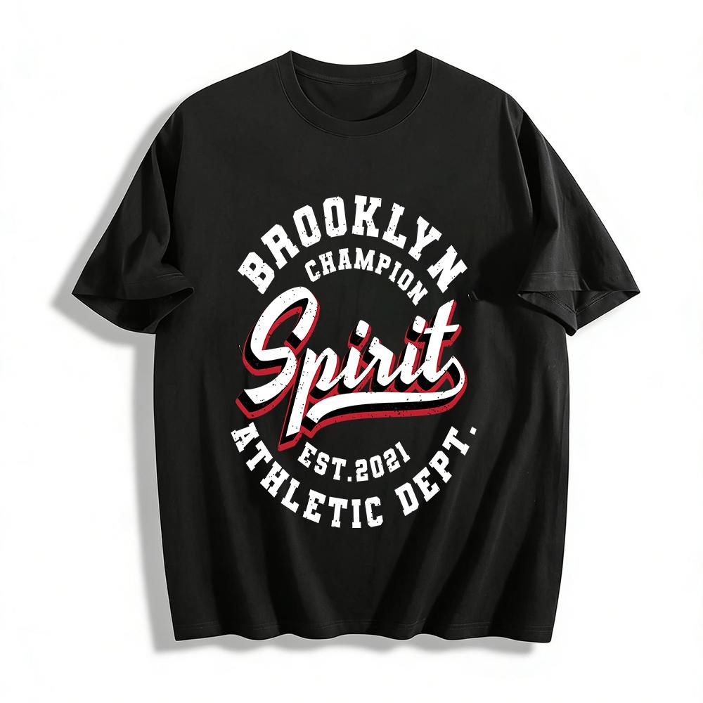 

Vintage Style Spirit Letter Print Casual Loose Short Sleeve T-Shirt Unisex Pure cotton T-shirt XXS