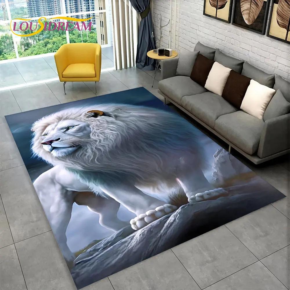 Novo tapete grande de área de animal de leão de sonho 3D, tapete de carpete para sala de estar, quarto, sofá, capacho de decoração, tapete de chão antiderrapante para brincadeira de criança