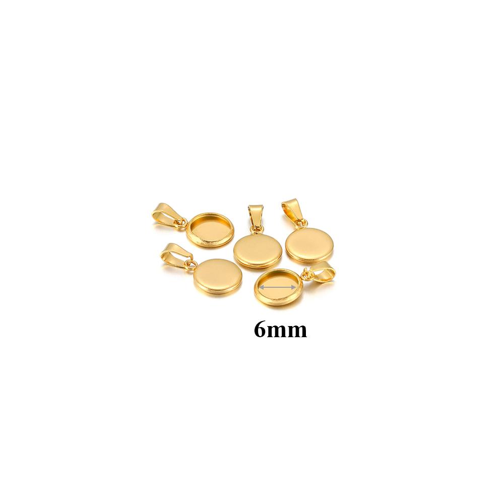 10pcs Fit 10 12 16 20 30mm Stainless Steel BlankCabochon Cameo Base Settings Tray Bezels Pendant Charms for DIY Jewelry Making
