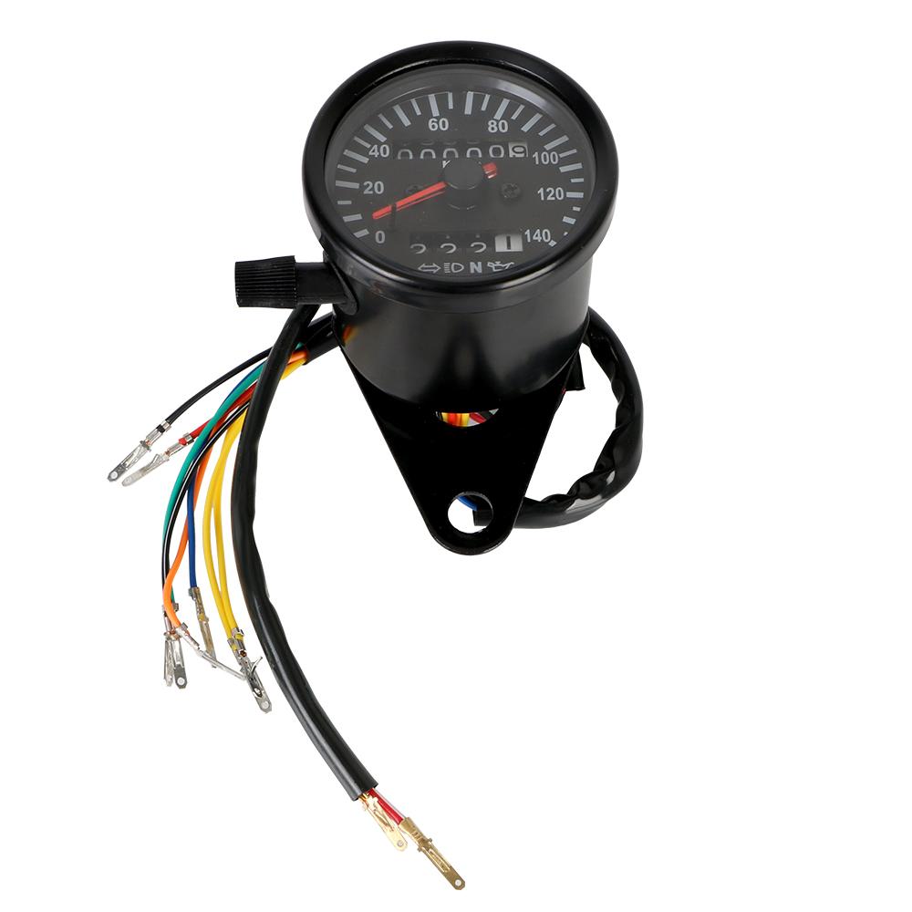 12V Odometer Gauge Backlight Indicator Motorcycle Speedometer with LED Signal Light for Cafe Racer Motorbike Universal
