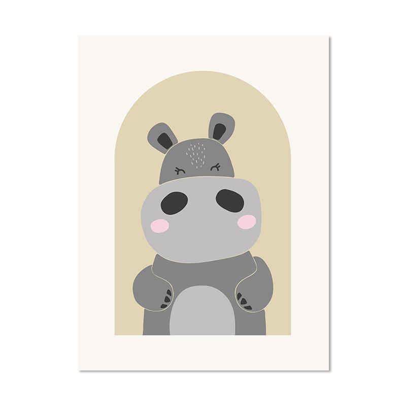 

Мультфильм милый лев бегемот медведь жираф животные детские плакаты принты холст картины настенные художественные картины детская комната домашний декор 30X40cm No Frame