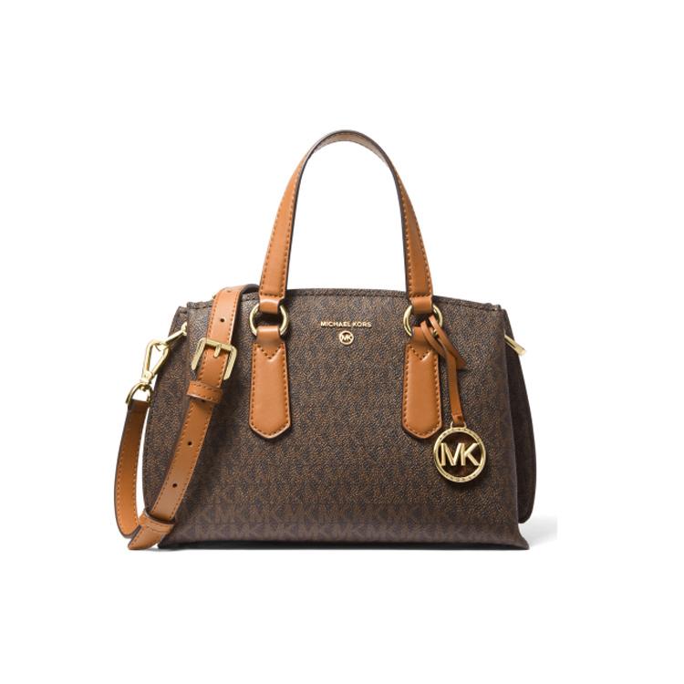 

New MICHAEL KORS Leather Shoulder Bag, Crossbody Bag, Handbag Small Size Women s Dark Brown & Acorn Brown 30S1GENS1B-252 25.9*10.9*18.0CM