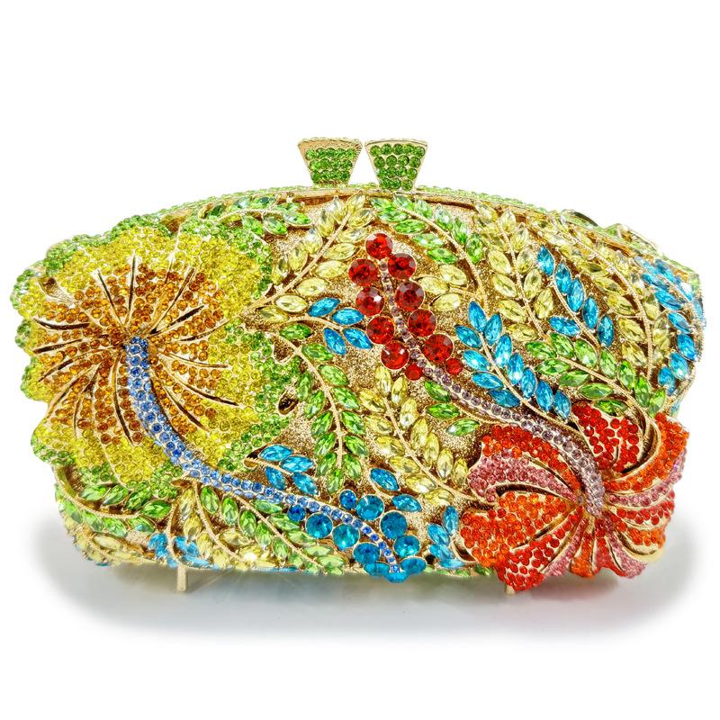 

Women Flower Diamond Evening Bag Purses New Crystal Bridal Wedding Rhinestones Clutches Bags WHTUOHENG Handbags Party Clutch 22cmX18cmX10cm