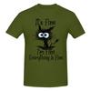 It S Fine I M Fine Everything Is Fine Funny Cat Trendy Tshirtlazy Style Reinforced Collar Tees