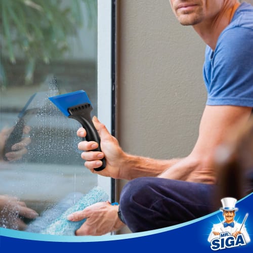 MR.SIGA Window Cleaning Mini Squeegee with Built-in Ice Ripper (Pack of 2) 2-in-1 Car Mini Squeegee for Defrosting and Film Application