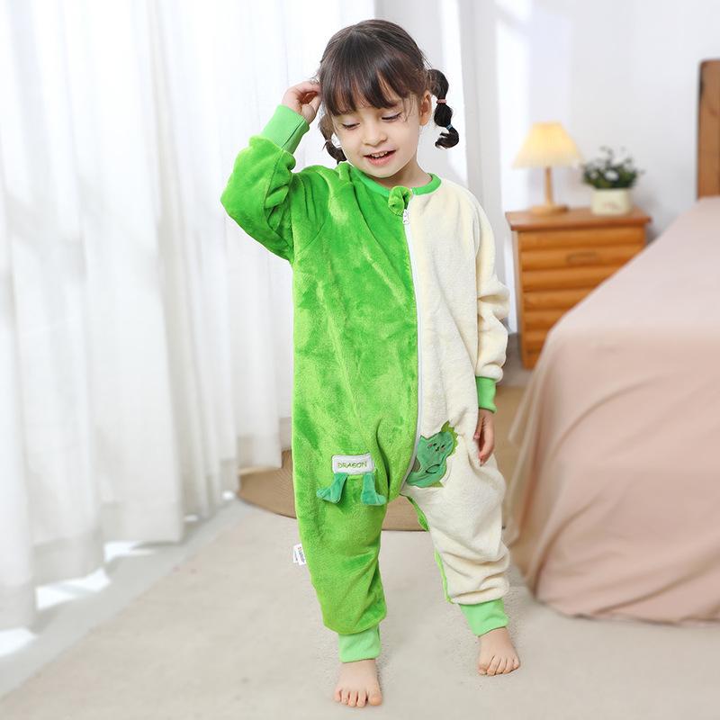 Baby Cartoon Flannel Romper Warm One Piece Pajamas Autumn Winter Homewear for Kids