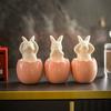 3Pcs Easter Broken Egg Rabbit Figurine No See No Hear No Speak Bunny Ceramic Statue Holiday Party Desktop Decoration Ornament