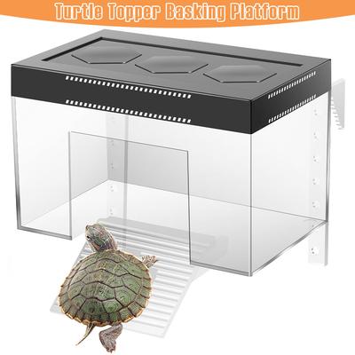 Plateforme de Baignade pour Tortue Réglable PC Transparent Plateforme de Baignade pour Tortue Suspendue avec Rampe Plateforme de Repos pour Reptiles pour Aquarium