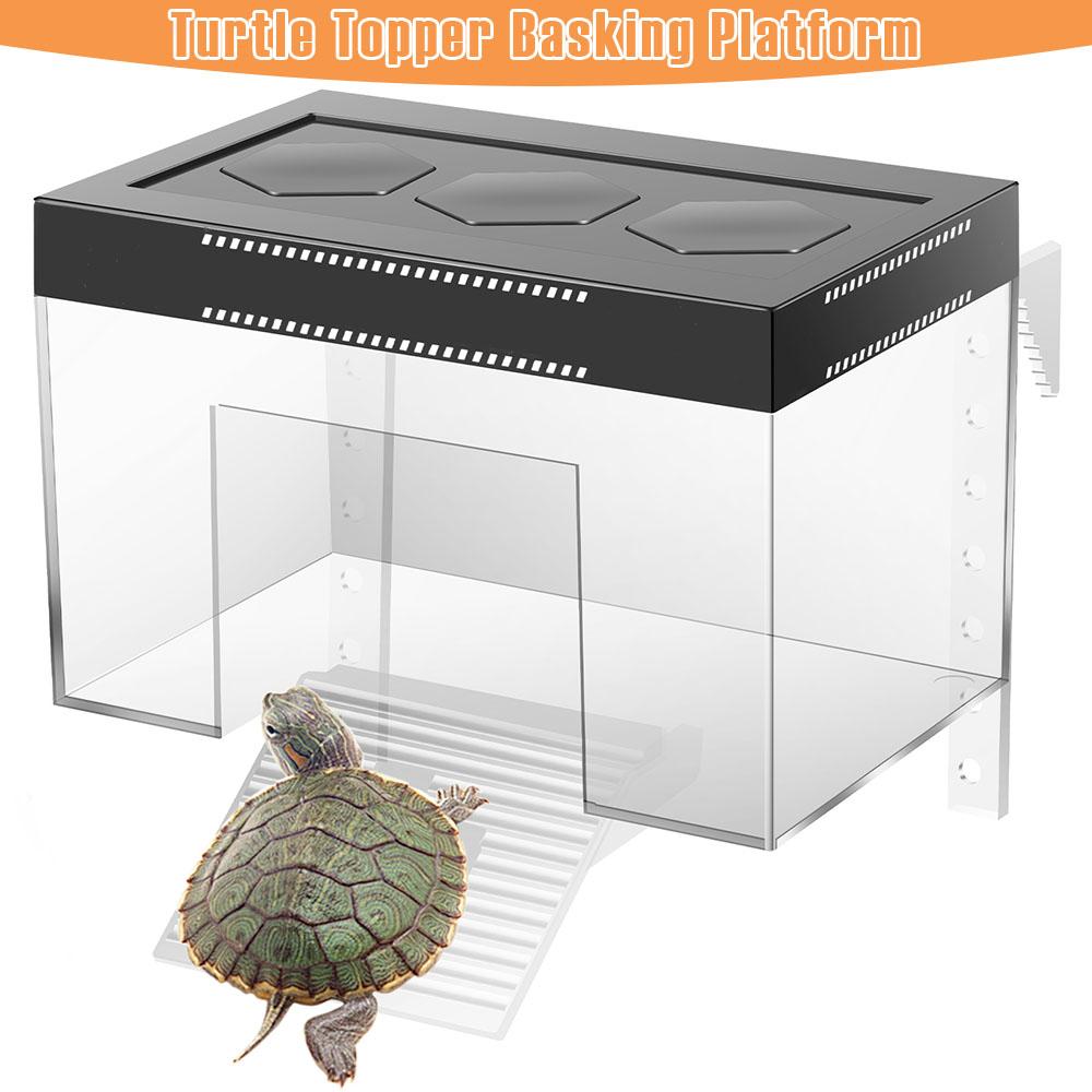 Verstellbare Schildkröten-Sonnenplattform Transparentes PC Hängendes Schildkröten-Sonnenland mit Rampe Reptilien-Ruheplattform für Aquarium