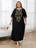 2024 elegante ouro bordado plus size preto kaftan sexy maiô cobrir para mulheres verão com decote em v manga curta beachwear aconchegante casa vestido q1664