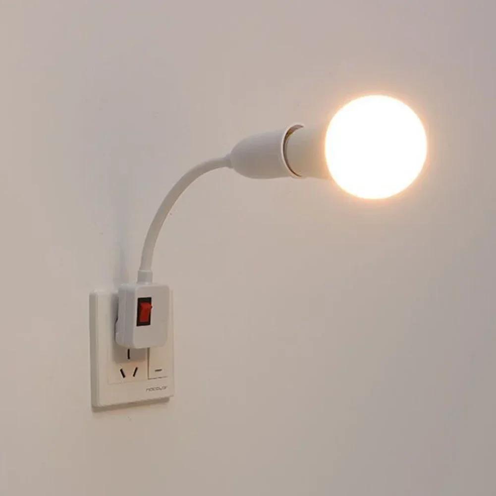 Stainless Steel E27 Lamp Base Flexible Bend Mobile Test Light Socket Light Adapter Plug Switch With On/Off EU US Plug in