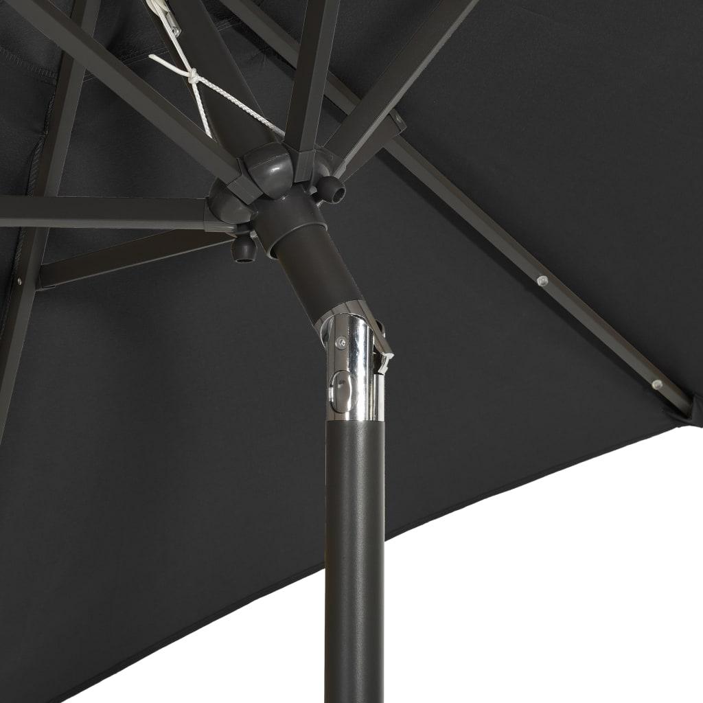 Parasol with LED Lights Black 200x211 cm Aluminium الشراء بأسعار