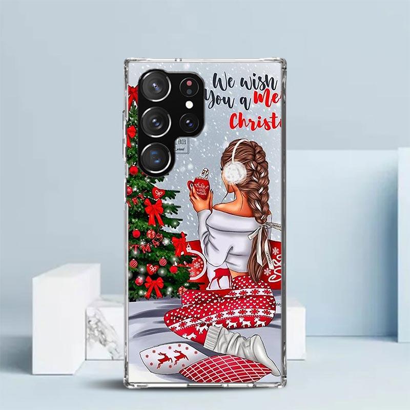 Weihnachts-Mädchen Baum Geschenk Handyhülle Für Samsung Galaxy S24 S25 Edge S26 Ultra S22 S23 Plus S21 + S20 FE Weiche TPU Rückseite Gal