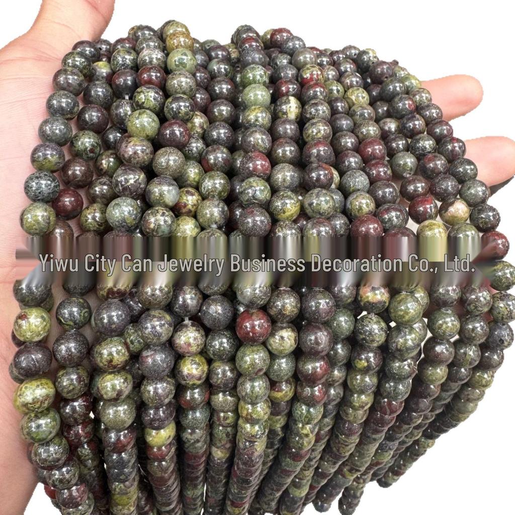 Dragon Blood Dinosaur Stone Round Beads for DIY Bracelets & Necklaces - Natural Sea Vein Loose Beads