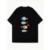 White T Shirt With Colorful Fish Pattern For Casual Wear