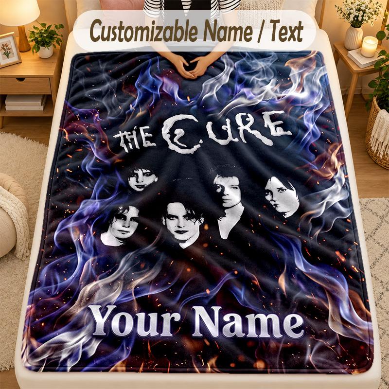 Flannel BlanketThe Cure Custom Name Text Personalized Soft Warm Throw Blanket Home Decor Gift