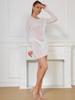 European and American Women's Sheer Knit Short Dress - Sexy, Round Neck, Long Sleeve