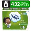 Plus Lotion Facial Tissue 6 Mega Cubes 432 Tissues Soothing Moisture 2-Ply Gentle On Sensitive Skin Unscented Adults Kids