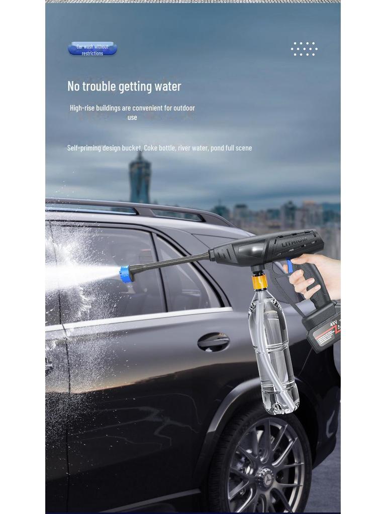Portable Wireless High-Pressure Car Washer with Lithium Battery & Spray Gun