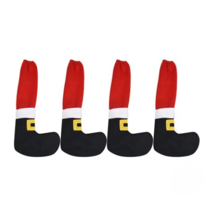

4pcs Elastic Band Design Santa Claus Table Leg Cover Universal Long Christmas Chair Foot Cover DIY Cloth Furniture Feet Sleeve