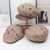 South Korea's New Tweed Bere Octagonal Hat Autumn and Winter Fashion Small Fragrant Style Sequined Newsboy Hat Star Forward Hat