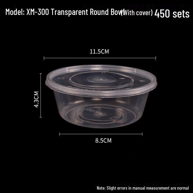 Food-Grade Plastic Round Disposable Takeaway Box with Lid